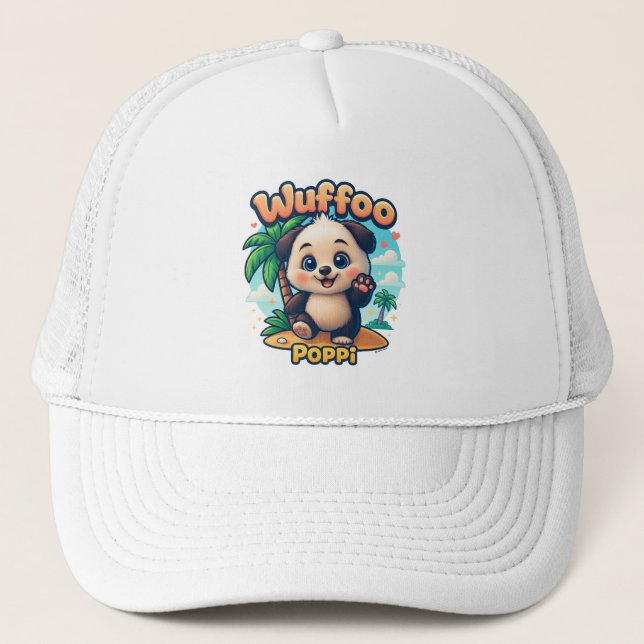Boné Wuffoo Poppi Cachorro Fofo Kawaii Ilha Tropical  (Frente)
