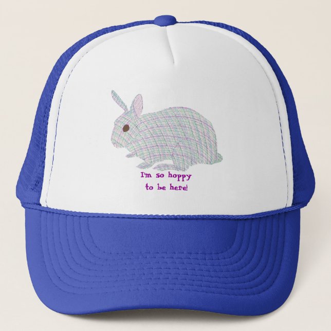 Boné Xadrez Bunny, estou tão feliz de estar aqui, chapé (Frente)