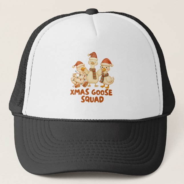 Boné Xmas Goose Squad – Funny Holiday Trucker Hat (Frente)