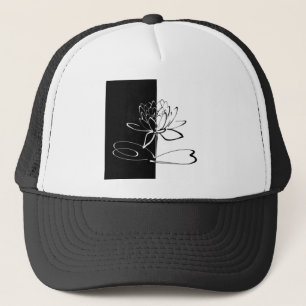 Boné Yin Yang Black White Lotus Blossom