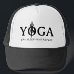 Boné YOGA Coma o sono e repete o chapéu de caminhoneiro<br><div class="desc">YOGA Comer sono posiciona um chapéu de caminhoneiro engraçado. Legal boné com a silhueta da postura da árvore. Legal ideia de presente para praticantes de ioga,  fãs,  professores,  instrutores,  treinadores de pilatos,  treinadores desportivos,  treinadores pessoais,  amantes de malhações,  etc. Cor do logotipo personalizável.</div>
