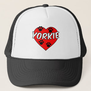 Boné Yorkie Dog Paw Prints E Red Heart