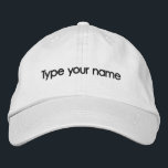 Boné Your Name Embroidered on White Cap<br><div class="desc">White cap that you can personalize by typing your name or the recipient’s name for a personalized gift. You can also change the font style and thread color in the design tool. Please check the appearance after typing your name. If the appearance is pleasing to you, you can place your...</div>