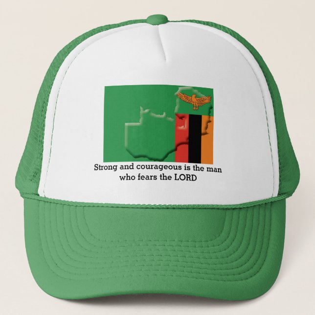 Boné ZAMBIA FLAG Christian Scripting Personalizada (Frente)