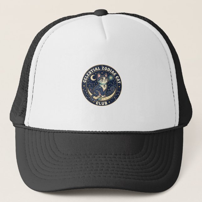 Boné Zodíaco Celestial Gato Fofo Camiseta Design - Cel (Frente)