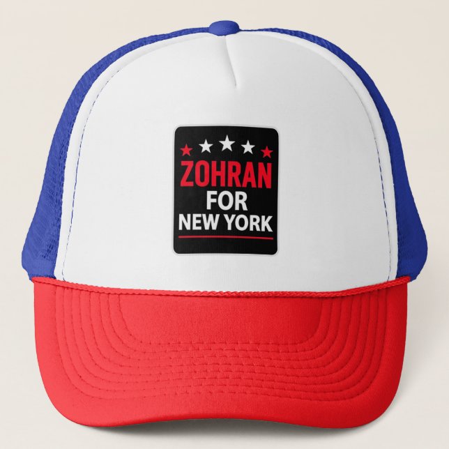Boné Zohran para Nova Iorque - Apoio Político Negrito (Frente)