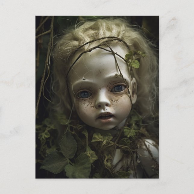 Boneca abandonada crescida em um cartão postal do  (Frente)