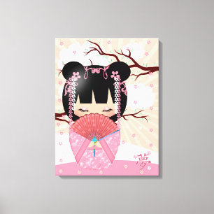 Boneca ideal 18" de Kokeshi x 24" canvas