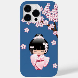 Boneca Kawaii Kokeshi de Quimono Rosa no Azul