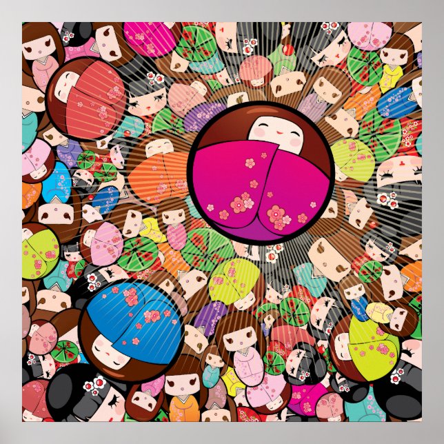 Boneca Kokeshi japonesa - Impressão (Frente)