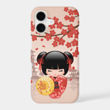 Boneca Kokeshi Sakura Vermelha - Geisha Japonesa