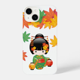 Boneca Kokeshi verde Kimono Geisha