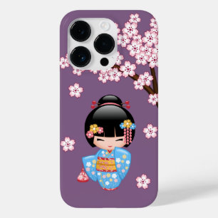 Boneca Maiko Kokeshi - Rapariga Kimono Geisha Azul