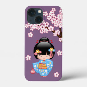 Boneca Maiko Kokeshi - Rapariga Kimono Geisha Azul
