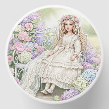 Boneca num banco no jardim, Vintage, Shabby Chi