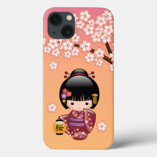 Boneca Sakura Kokeshi - Garota Geisha em Pêssego