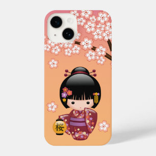 Boneca Sakura Kokeshi - Garota Geisha em Pêssego