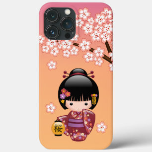 Boneca Sakura Kokeshi - Garota Geisha em Pêssego