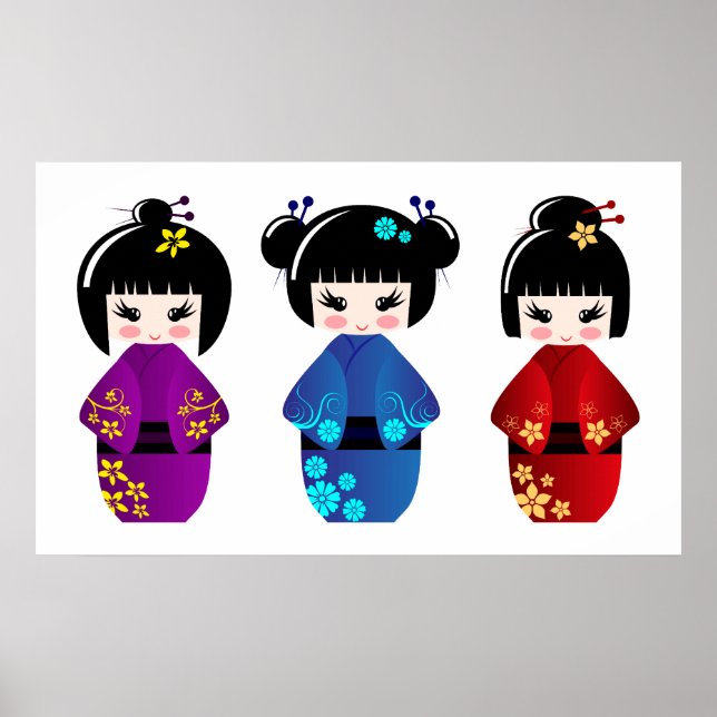 Bonecas Kokeshi poster (Frente)