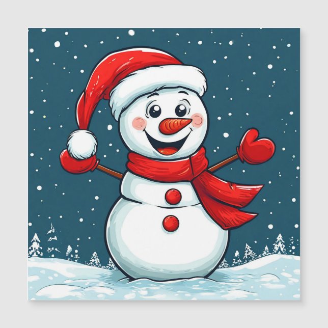 Boneco de Neve Alegre com Chapéu de Papai Noel e C (Frente)