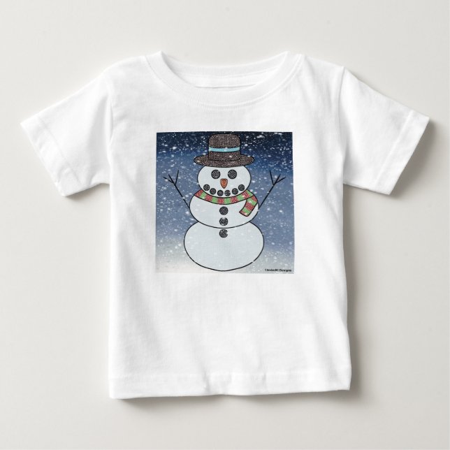 Boneco de Neve c/ Fundo (branco) - Baby T-Shirt (Frente)