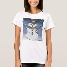Boneco de Neve c/ Fundo (branco) - Camiseta Básica