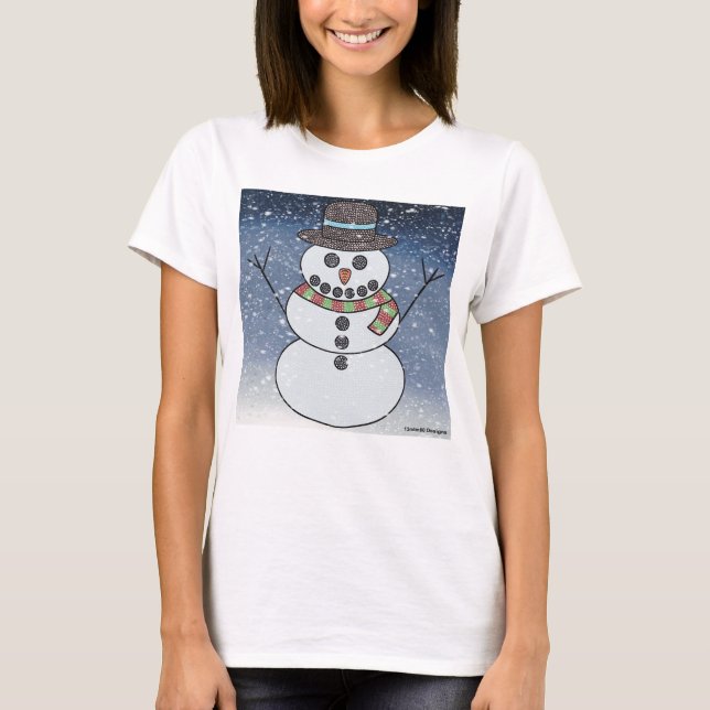 Boneco de Neve c/ Fundo (branco) - Camiseta Básica (Frente)
