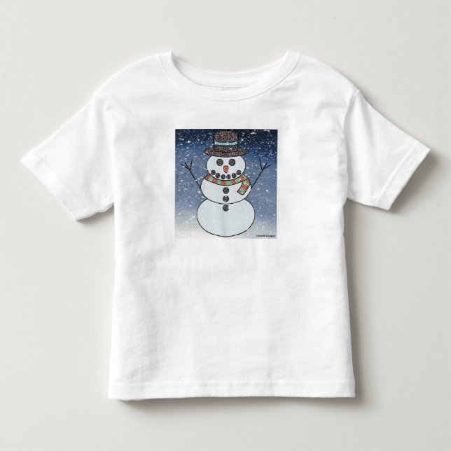 Boneco de Neve c/ Fundo (branco) - Camiseta de Beb (Frente)