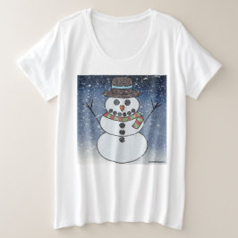 Boneco de Neve c/ Fundo (branco) - Camiseta Femini