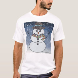 Boneco de Neve c/ Fundo (branco) - Camiseta Leve M