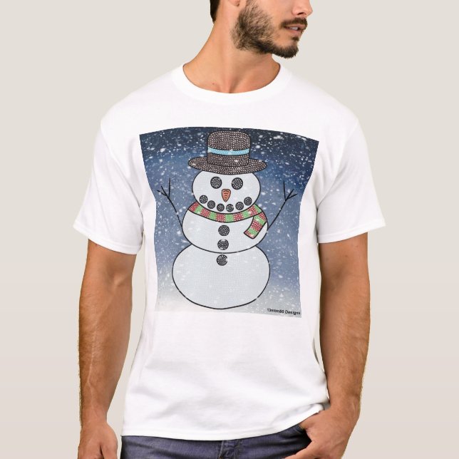 Boneco de Neve c/ Fundo (branco) - Camiseta Leve M (Frente)