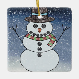 Boneco de Neve c/ Fundo - Enfeite de Cerâmica