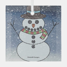 Boneco de Neve c/ Fundo - Enfeite de Vidro