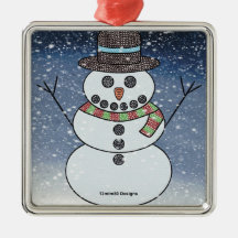 Boneco de Neve c/ Fundo - Enfeite Premium