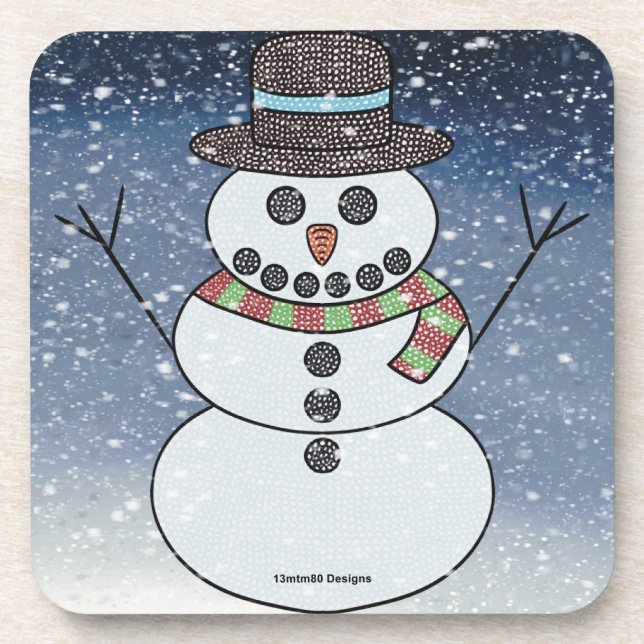 Boneco de Neve c/ Fundo - Porta-copos de Plástico (Frente)