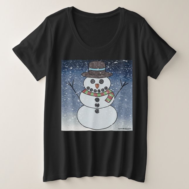 Boneco de Neve c/ Fundo (vibrante) - Camiseta Femi (Frente do Design)