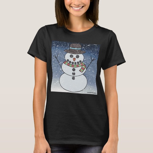 Boneco de Neve c/ Fundo (vívido) - Camiseta Básica (Frente)
