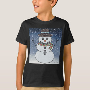 Boneco de Neve c/ Fundo (vívido) - Camiseta Básica
