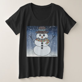 Boneco de Neve c/ Fundo (vívido) - Camiseta Femini