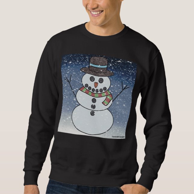 Boneco de Neve c/ Fundo (vívido) - Suéter Masculin (Frente)