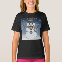Boneco de Neve c/ Fundo (vívido) - T-Shirt Básica