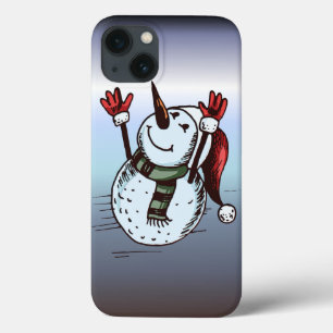 Boneco de neve com chapéu do papai noel - nariz d