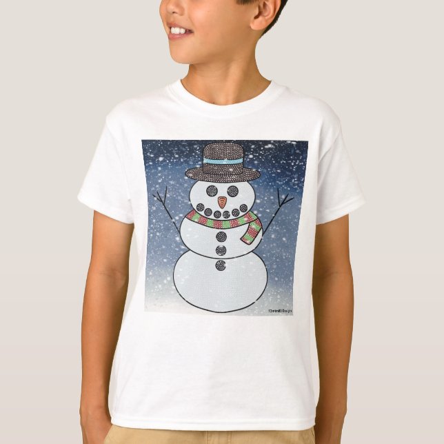 Boneco de Neve com Fundo (branco) - Camiseta Básic (Frente)