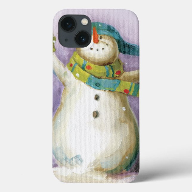 Boneco de neve com mitenes do inverno (Verso)