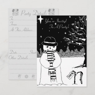 boneco de neve com o convite para o Natal com len