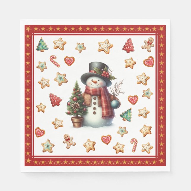 Boneco de Neve de Lanche de Guardanapo de Papel e  (Frente)
