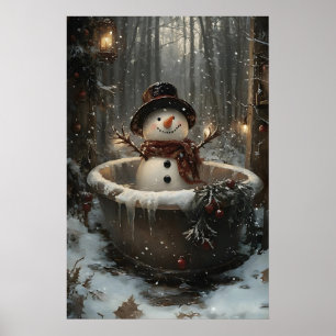 boneco de neve de Natal leva impressão de banheira