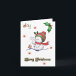 boneco de neve do bebê que fala a um cartão de<br><div class="desc">boneco de neve pequeno bonito que fala a um cartão de nota do pássaro de bebê.  Use o para dar um ou seu BFF amado uma nota pequena que diz olá!,  ou o Feliz Natal.  Use o selo postal de harmonização se você o envia no correio.</div>