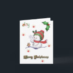 boneco de neve do bebê que fala a um cartão de<br><div class="desc">boneco de neve pequeno bonito que fala a um cartão de nota do pássaro de bebê.  Use o para dar um ou seu BFF amado uma nota pequena que diz olá!,  ou o Feliz Natal.  Use o selo postal de harmonização se você o envia no correio.</div>
