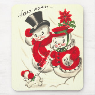 Boneco de neve do vintage e Snowwoman Mousepad